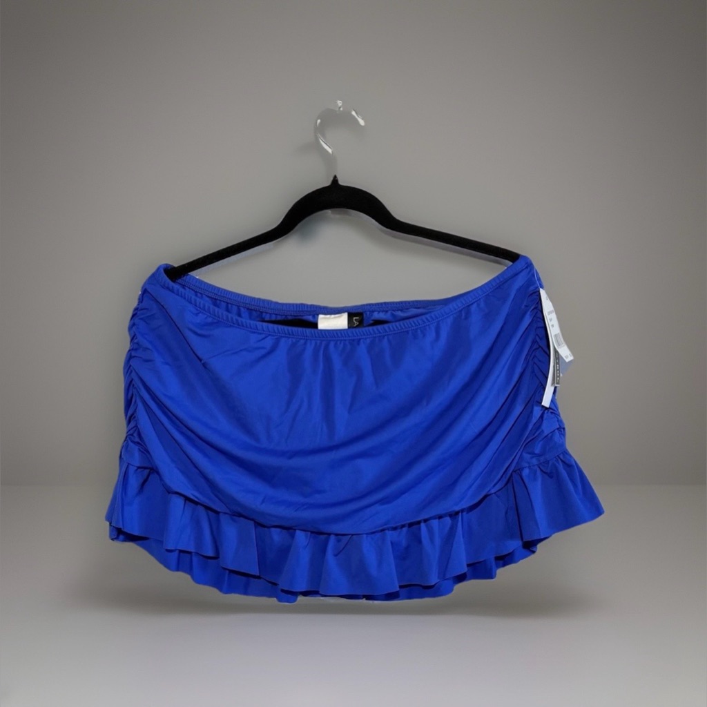 Nwt La Blanca Womens Tummy Control Ruffle Skirtini/ Swim Bottom Size 18w Blue